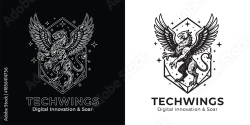 Majestic Griffin Griffin Mythology Logo for Digital Innovation and Tech Company