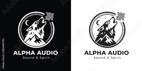 Howling Wolf Sound Wave Logo for Music Production and Audio Spirit