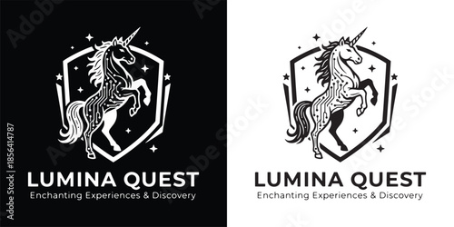 Elegant Unicorn Logo with Circuit Board Pattern for Tech Startup