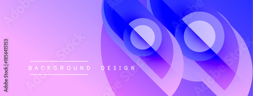 Abstract gradient background. Purple, blue hues blend smoothly. Overlapping circles create dynamic visual effect. Modern design element.