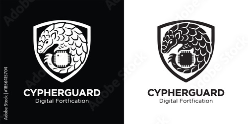 Cypherguard Pangolin Logo with Computer Chip for Digital Fortification and Encryption Services
