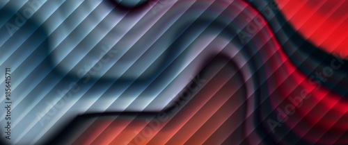 Abstract vector background with smooth flowing gradients, diagonal translucent stripes, and soft blurred curves in blue, gray, and red tones, creating a modern, dynamic, and futuristic look.
