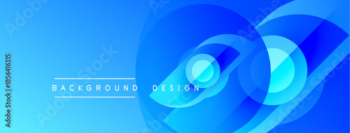 Abstract blue background. Circular shapes overlap, creating dynamic visual effect. Gradient hues provide depth, modern aesthetic.