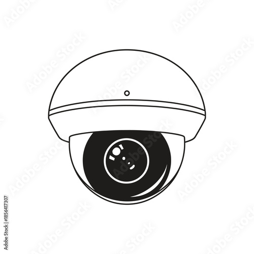 Modern dome security camera icon illustration for surveillance and safety systems