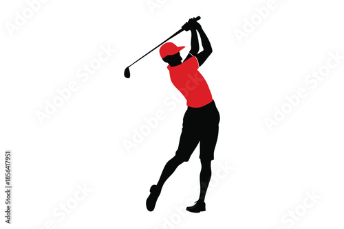 A golfer swinging a golf vector illustration on a white background