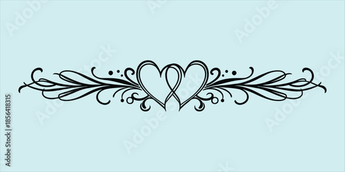 Elegant ornamental heart flourish divider in vintage style