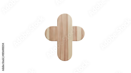Wooden cross shape on transparent background