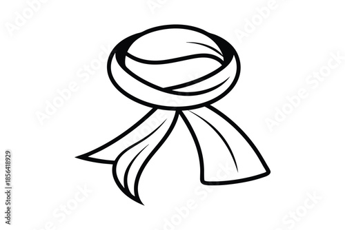 Scarf line art silhouette on white background