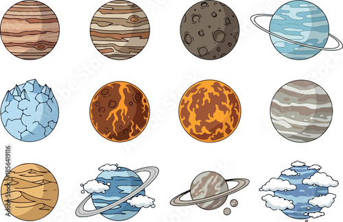 Diverse Planetary Illustrations A Solar System Collection