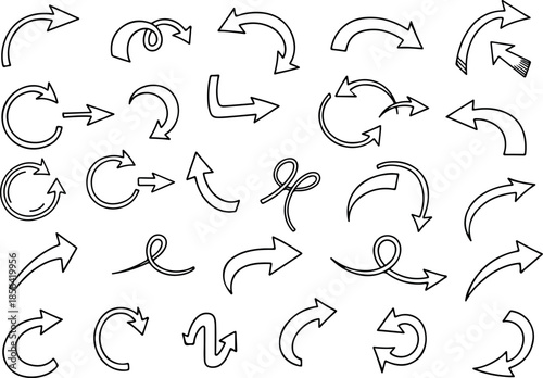 Collection of Hand-Drawn Arrow Designs Directional Cues and Artistic Accents