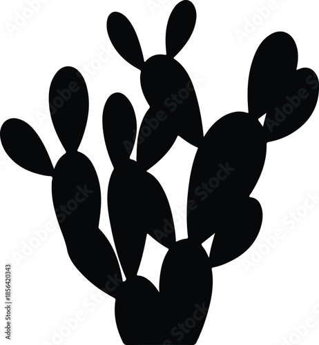 Silhouette prickly pear cactus plant silhouette vector illustration
