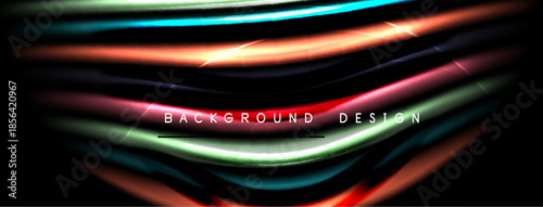 Abstract flowing lines create vibrant background. Colors blend, forming dynamic wave pattern. Text reads background design.