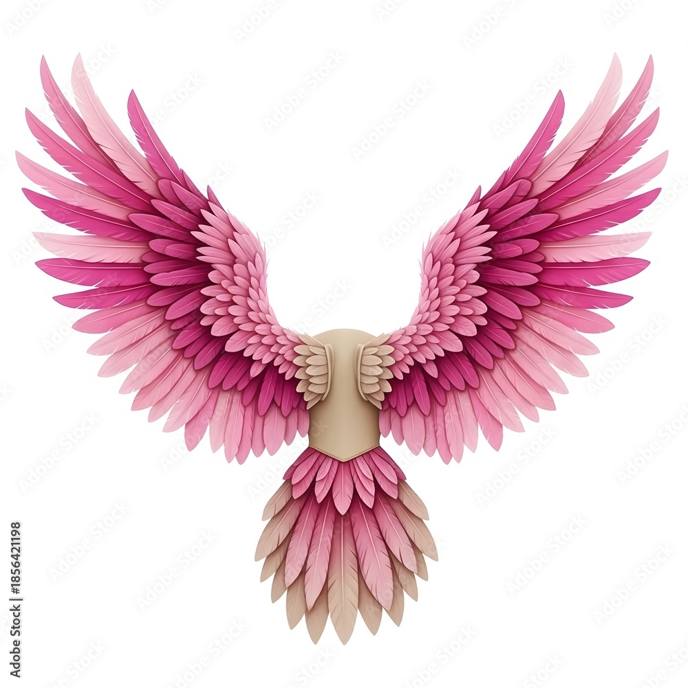 Obraz premium Pink feathered angel wings with soft gradient effect