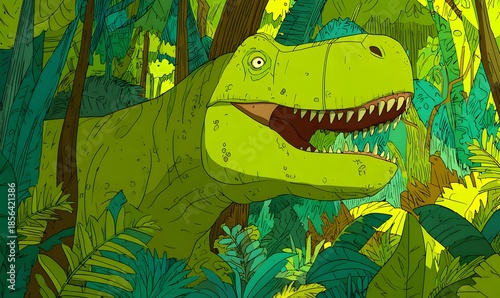 Cartoon colored dinosaur animal illustration