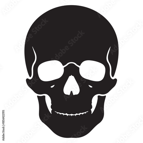 Minimalist Human Skull Vector Illustration in a Flat Design Style for Medical, Educational, and Halloween Creative Projects, Clean Graphic Bone Anatomy Element Isolated on White