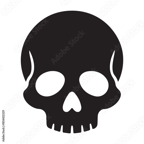 Minimalist Human Skull Vector Illustration for Anatomy Education, Gothic Art, and Modern Creative Projects, Flat Style Bone Structure Graphic Isolated on White