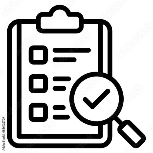 Checklist Icon with Magnifying Glass