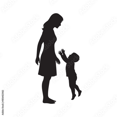 Mother and Child Silhouette Vector Illustration