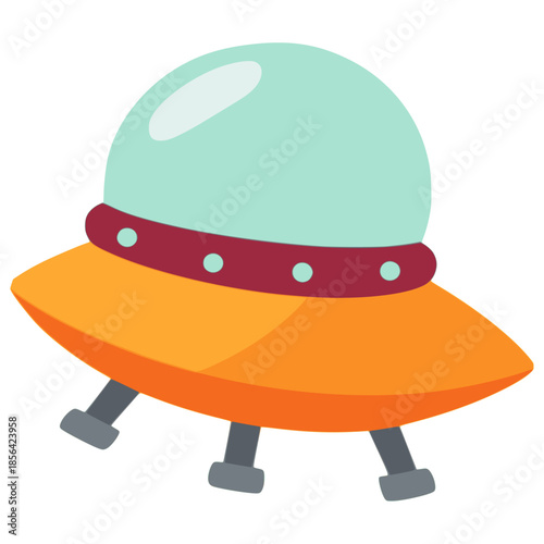 cartoon UFO spaceship alien technology flat color vector illustration template design