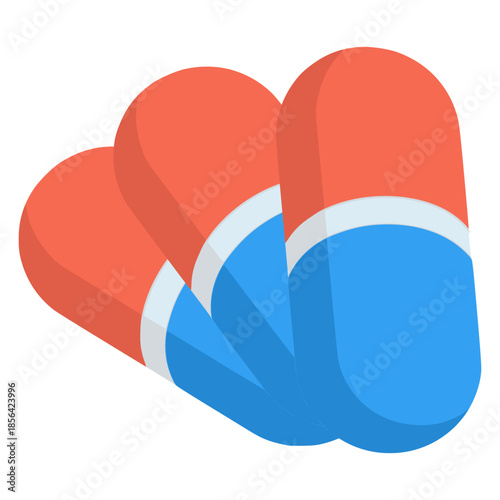 Pills medicine capsule healthy flat color vector illustration template design