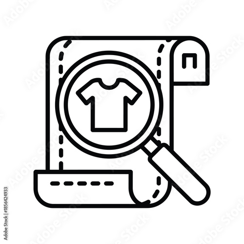 Clothing inspection with a magnifying glass on a document outline
