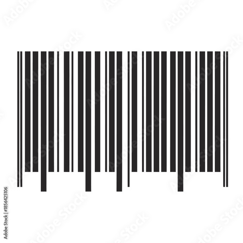 A stark black and white barcode pattern dominates the image showing vertical lines