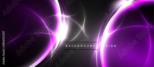 Abstract purple lines radiate from bright center. Dark background creates dramatic visual effect. Modern design element.