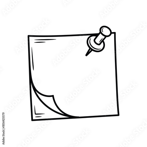 A simple sketch of a blank sticky note secured with a push pin