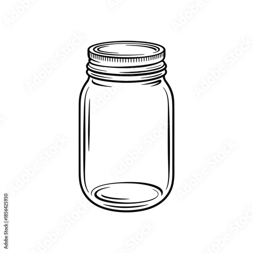 Simple sketch of an empty glass mason jar with a metal lid