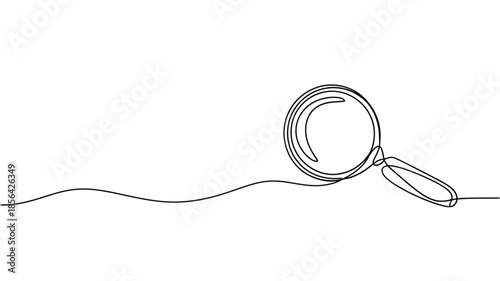 Continuous line drawing of a magnifying glass simple and elegant design