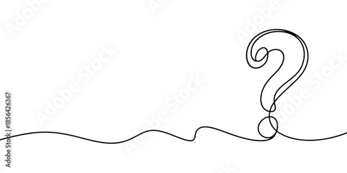 A single line drawing depicts a question mark pondering uncertainty