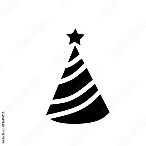 Party Hat Icon Black Solid Vector