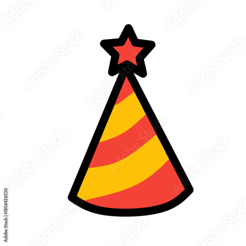 Colorful Party Hat Celebration Icon Vector