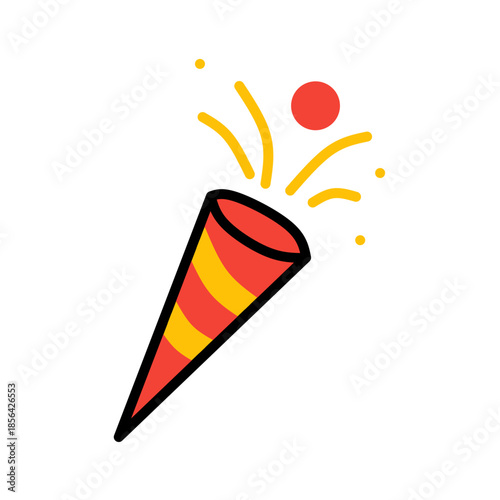 Colorful Party Popper Celebration Icon Vector
