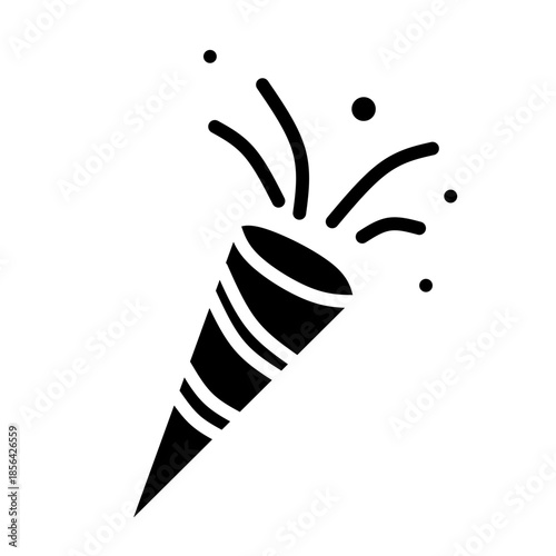 Party Popper Celebration Icon Black Solid Vector