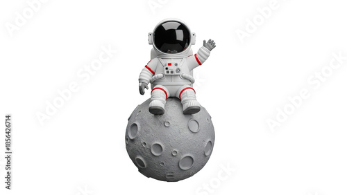 Cute Astronaut Waving on Moon