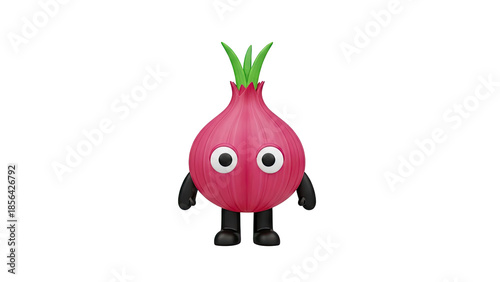 Cute Red Onion Character with Googly Eyes