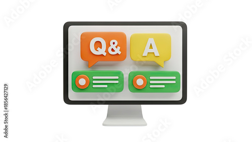 Q&A graphic on computer screen on transparent background