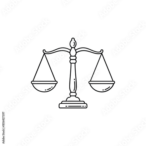 Simple line drawing of a scales of justice symbol representing fairness