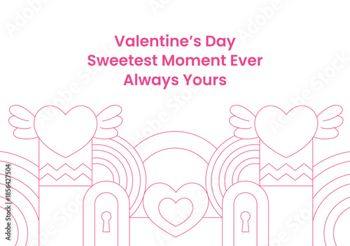 Valentine's Day Background Artwork in Flat Cartoon Hand Drawn Illustration Style