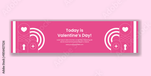 Valentine's Day Billboard Design Featuring Flat Cartoon Hand Drawn Illustration