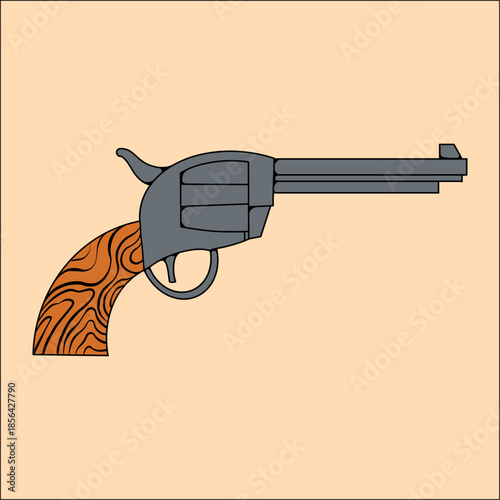 Western Cowboy Revolver Pistol Classic Wild West Illustration