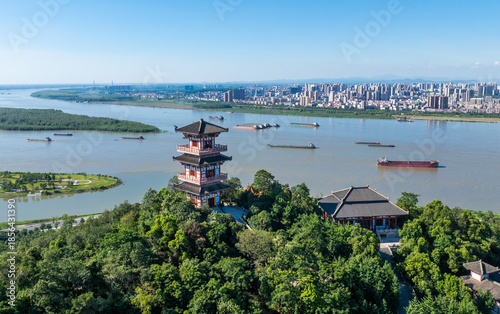 Εκτύπωση καμβά Xishan Pagoda Yangtze River Ezhou Aerial Landscape