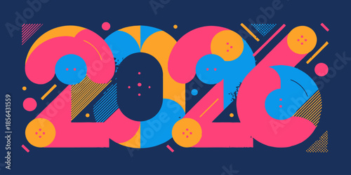 Vibrant colorful 2024 numbers in modern abstract art style