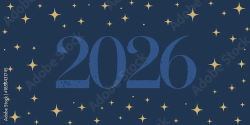 Celebrate the future with a stunning 2026 design in gold and blue