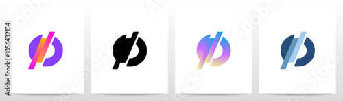 Stripes Diagonal Cut Letter in Half Initial Logo Design O