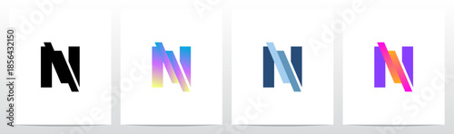 Stripes Diagonal Cut Letter in Half Initial Logo Design N