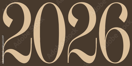 Modern 2026 typography on brown background