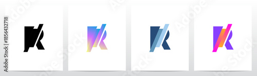 Stripes Diagonal Cut Letter in Half Initial Logo Design R