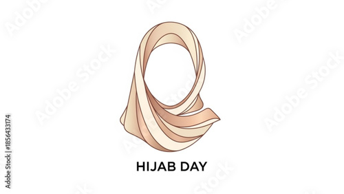 Hijab day celebration with beige headscarf on white background